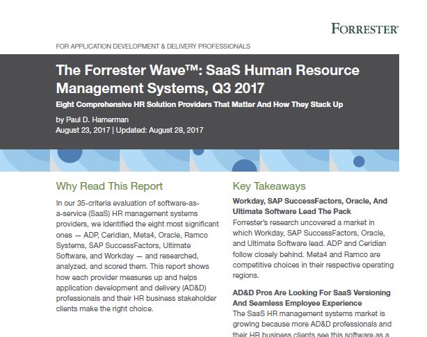 The Forrester Wave™: SaaS Human Resource Management Systems, Q3 2017